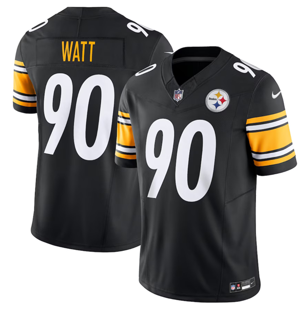 Mens Pittsburgh Steelers #90 TJ Watt Black 2023 FUSE Vapor Untouchable Limited Stitched Jersey