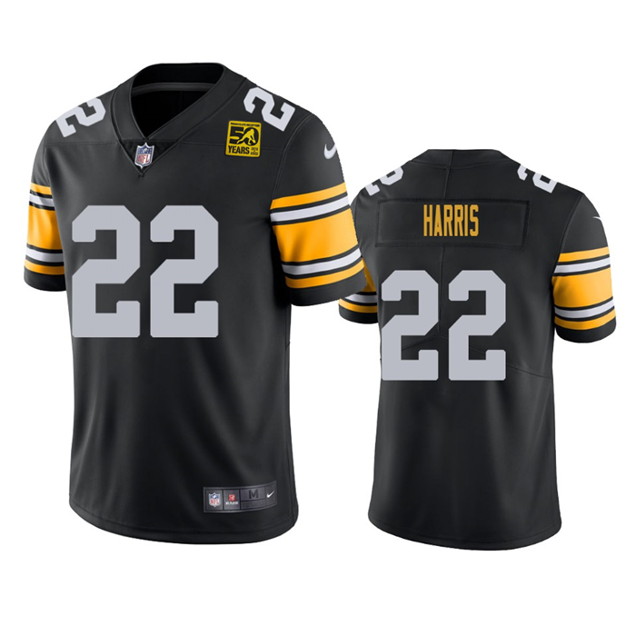 Mens Pittsburgh Steelers #22 Najee Harris Black 2023 50th Anniversary Vapor Untouchable Limited Jersey