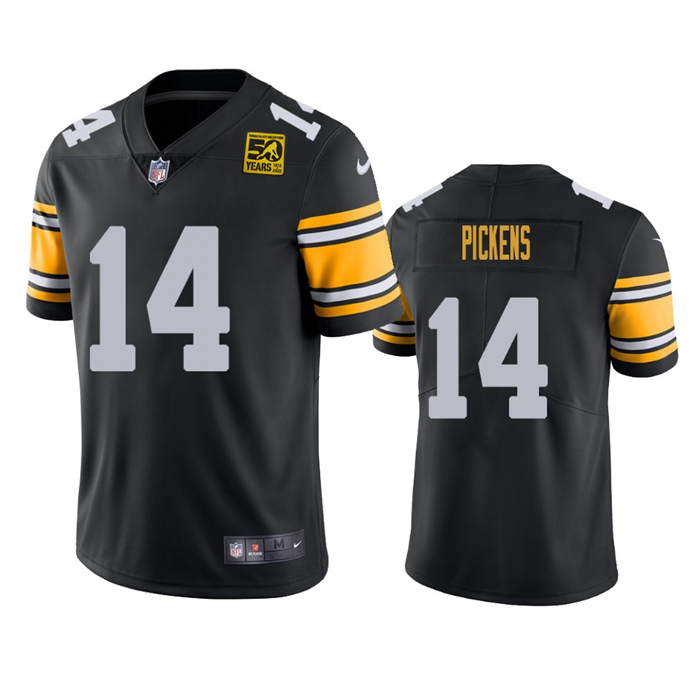 Mens Pittsburgh Steelers #14 George Pickens Black 2023 50th Anniversary Vapor Untouchable Limited Jersey
