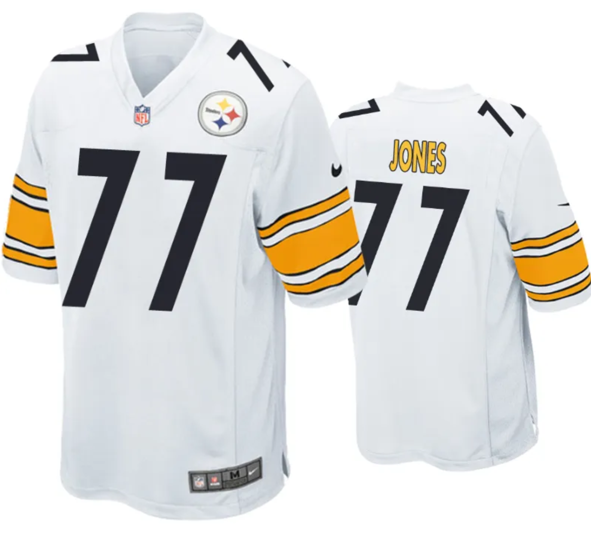 Mens Pittsburgh Steelers #77 Broderick Jones White 2023 Draft Stitched Game Jersey