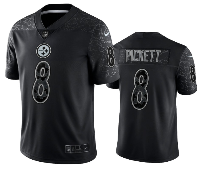 Mens Pittsburgh Steelers #8 Kenny Pickett Black Reflective Limited Stitched Jersey