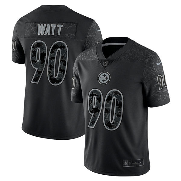 Mens Pittsburgh Steelers #90 TJ Watt Reflective Limited Stitched Jersey