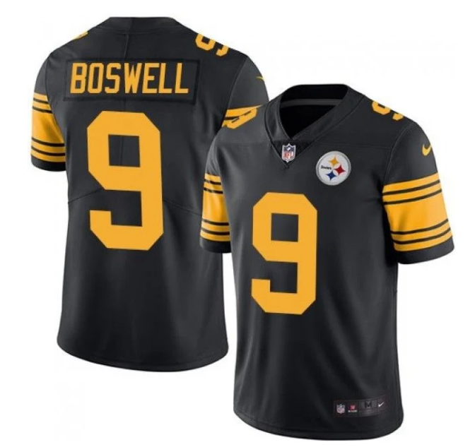 Mens Pittsburgh Steelers #9 Chris Boswell Black Vapor Color Rush Stitched Jersey