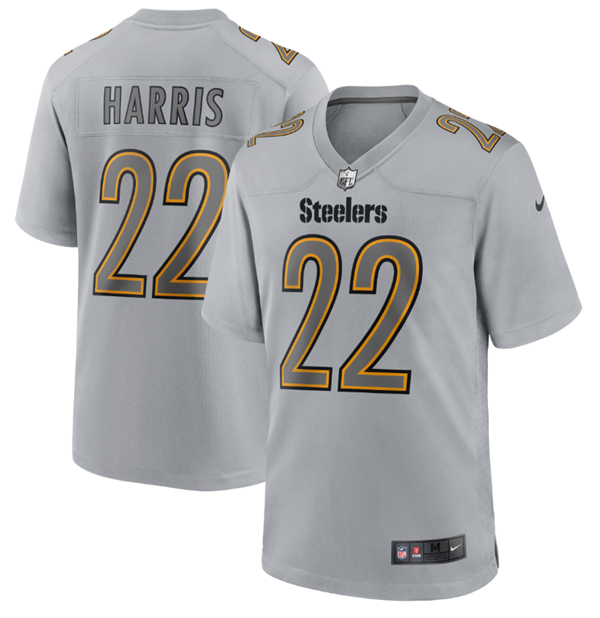 Mens Pittsburgh Steelers #22 Najee Harris Grey Atmosphere Fashion Stitched Game Jersey