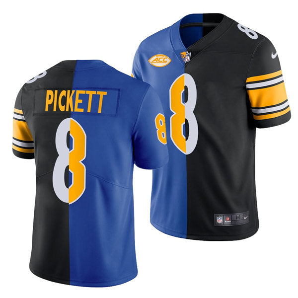 Mens Pittsburgh Steelers #8 Kenny Pickett Royal/Black Split Limited Stitched Jersey