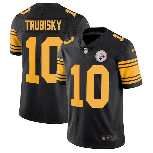 Mens Pittsburgh Steelers #10 Mitchell Trubisky Black Color Rush Limited Stitched Jersey