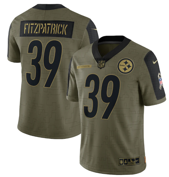 Mens Pittsburgh Steelers #39 Minkah Fitzpatrick 2021 Olive Salute To Service Limited Stitched Jersey