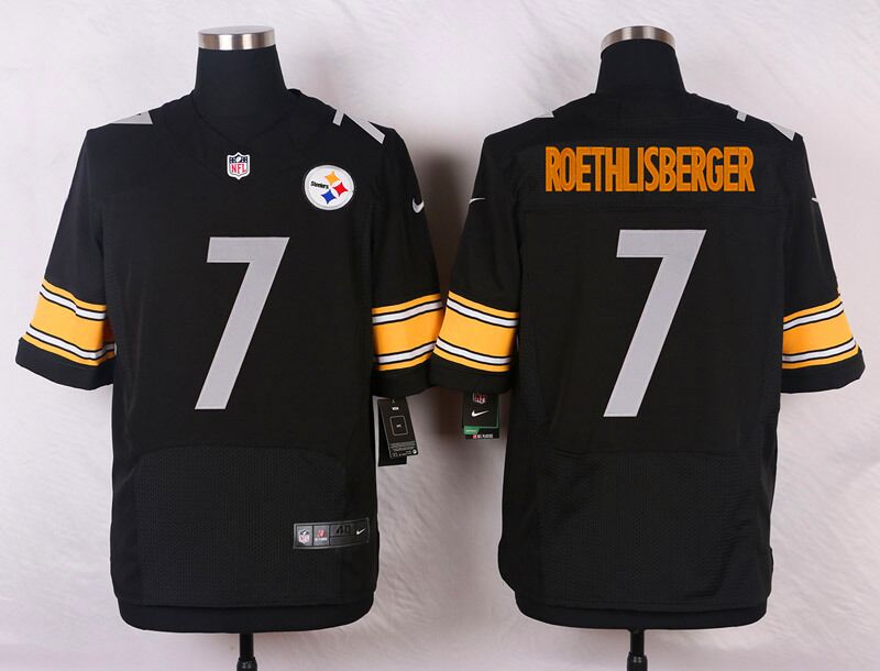Mens Pittsburgh Steelers #7 Ben Roethlisberger Black Stitched NFL Elite Jersey