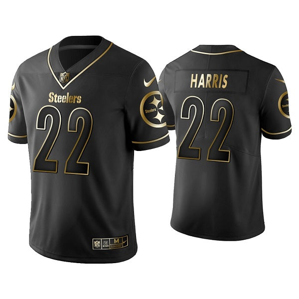 Mens Pittsburgh Steelers #22 Najee Harris Black Golden Edition NFL Jersey