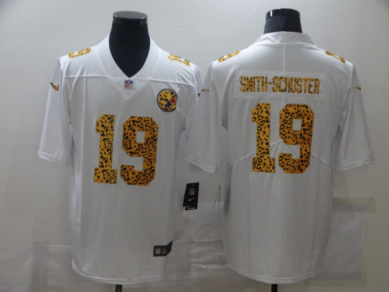 Mens Pittsburgh Steelers #19 JuJu Smith-Schuster 2020 White Leopard Print Fashion Limited Stitched Jersey