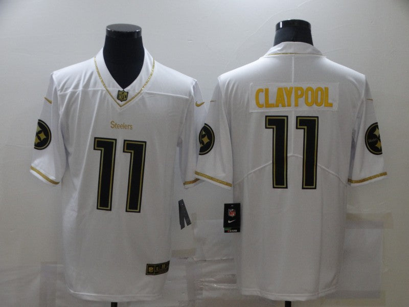 Mens Pittsburgh Steelers #11 Chase Claypool 2020 White Gold Limited Stitched Jersey