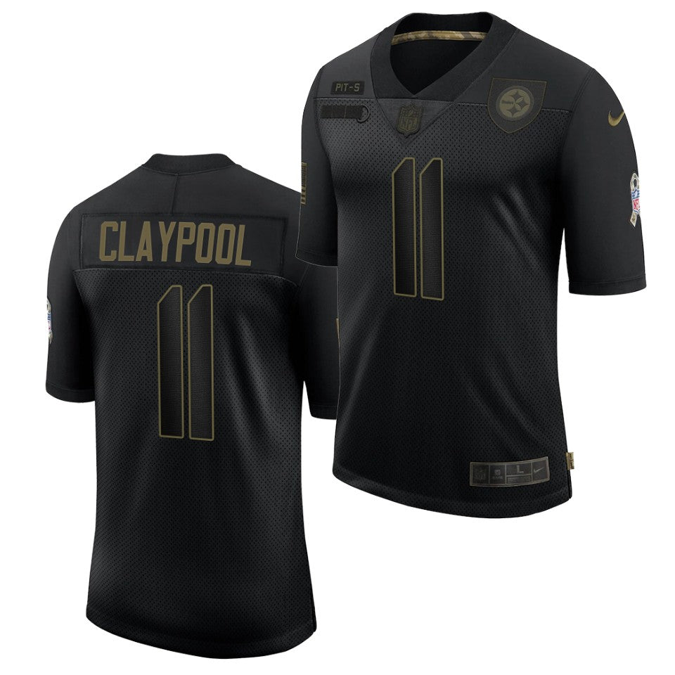 Mens Pittsburgh Steelers #11 Chase Claypool Black 2020 Salute To Service Limited Stitched Jersey