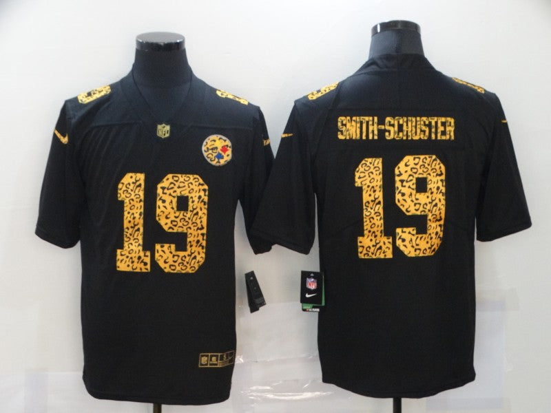 Mens Pittsburgh Steelers #19 JuJu Smith-Schuster 2020 Black Leopard Print Fashion Limited Stitched Jersey