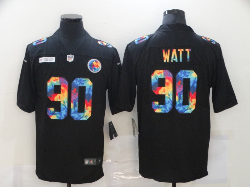 Mens Pittsburgh Steelers #90 T J Watt 2020 Black Crucial Catch Limited Jersey
