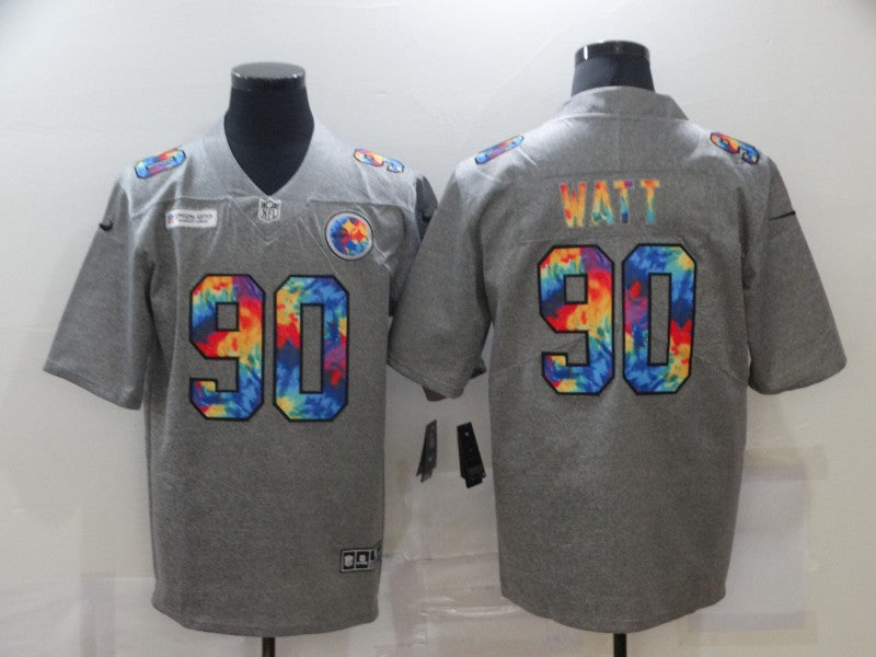 Mens Pittsburgh Steelers #90 T J Watt 2020 Grey Crucial Catch Limited Jersey