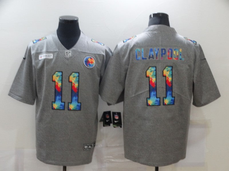 Mens Pittsburgh Steelers #11 Chase Claypool 2020 Grey Crucial Catch Limited Stitched Jersey