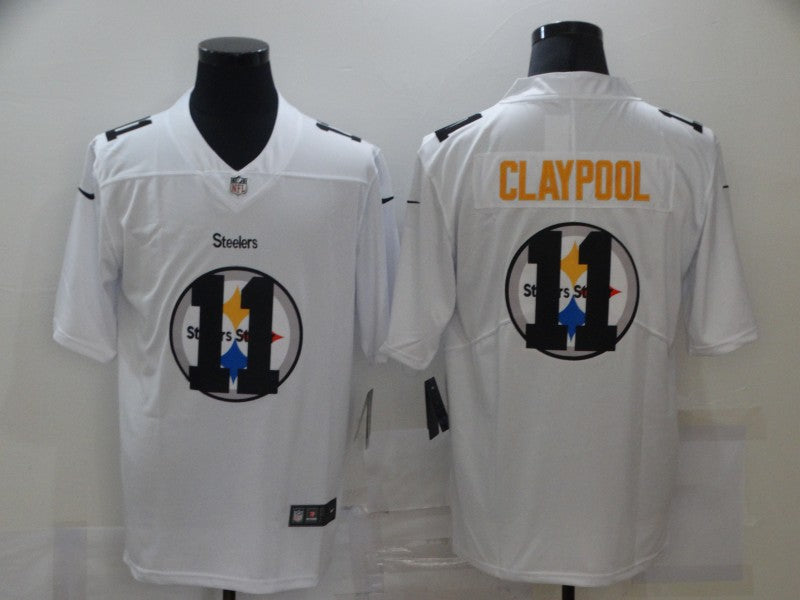 Mens Pittsburgh Steelers #11 Chase Claypool White Shadow Logo Limited Stitched Jersey