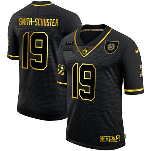 Mens Pittsburgh Steelers #19 JuJu Smith-Schuster 2020 Black/Gold Salute To Service Limited Stitched Jersey