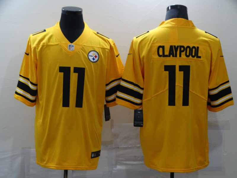 Mens Pittsburgh Steelers #11 Chase Claypool Gold Inverted Legend stitched Jersey