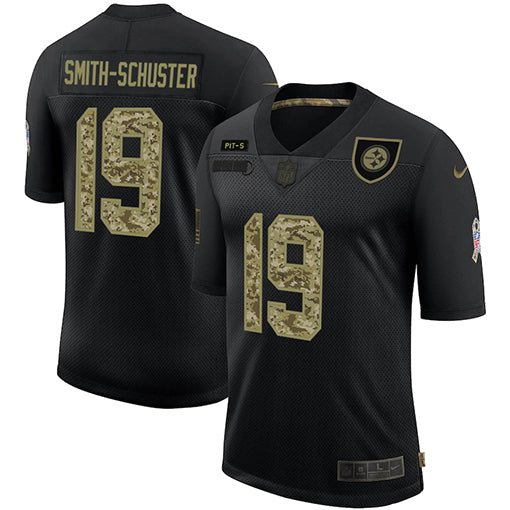 Mens Pittsburgh Steelers #19 JuJu Smith-Schuster 2020 Black Camo Salute To Service Limited Stitched Jersey