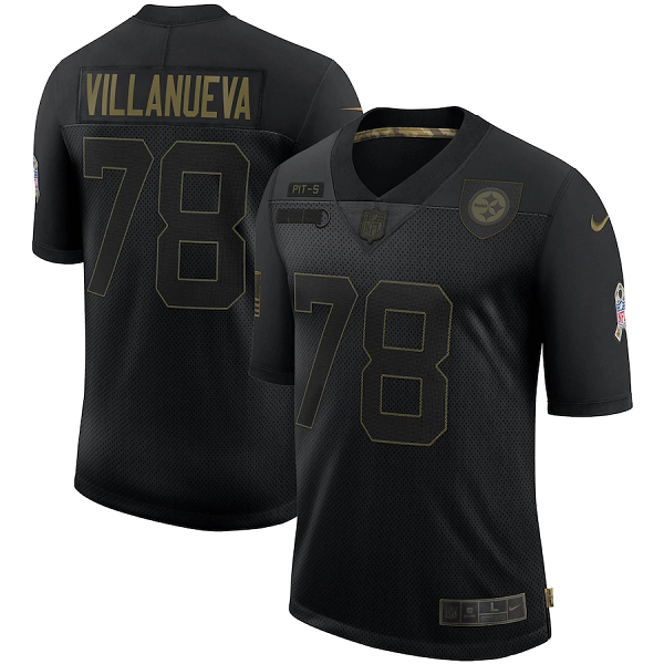 Mens Pittsburgh Steelers #78 Alejandro Villanueva Black 2020 Salute To Service Limited Stitched Jersey
