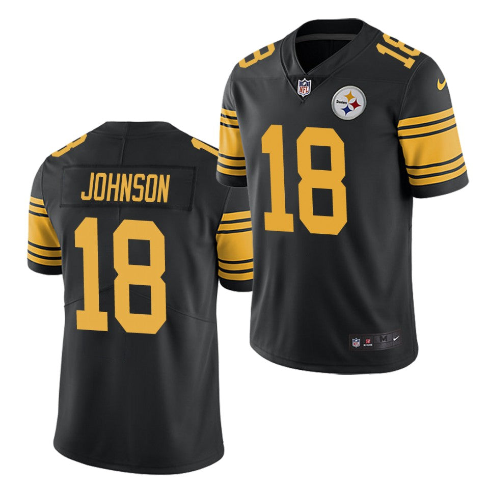 Mens Pittsburgh Steelers #18 Diontae Johnson Black Color Rush Limited Stitched Jersey