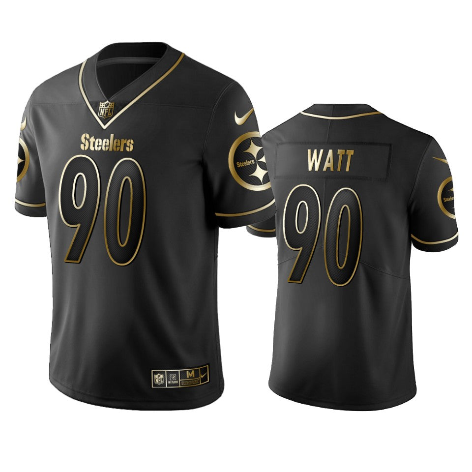Mens Pittsburgh Steelers #90 T J Watt Black 2019 Golden Edition Limited Stitched NFL Jersey