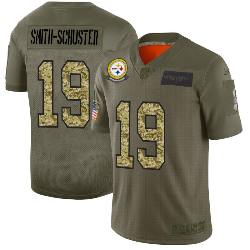 Mens Pittsburgh Steelers #19 JuJu Smith-Schuster 2019 Olive/Camo Salute To Service Limited Stitched NFL Jersey
