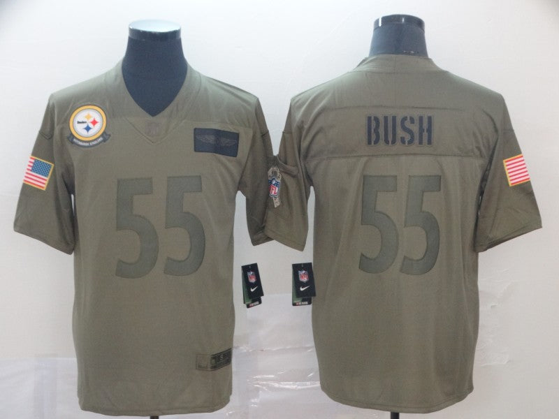 Mens Pittsburgh Steelers #55 Devin Bush 2019 Camo Salute To Service Limited Stitched NFL Jersey
