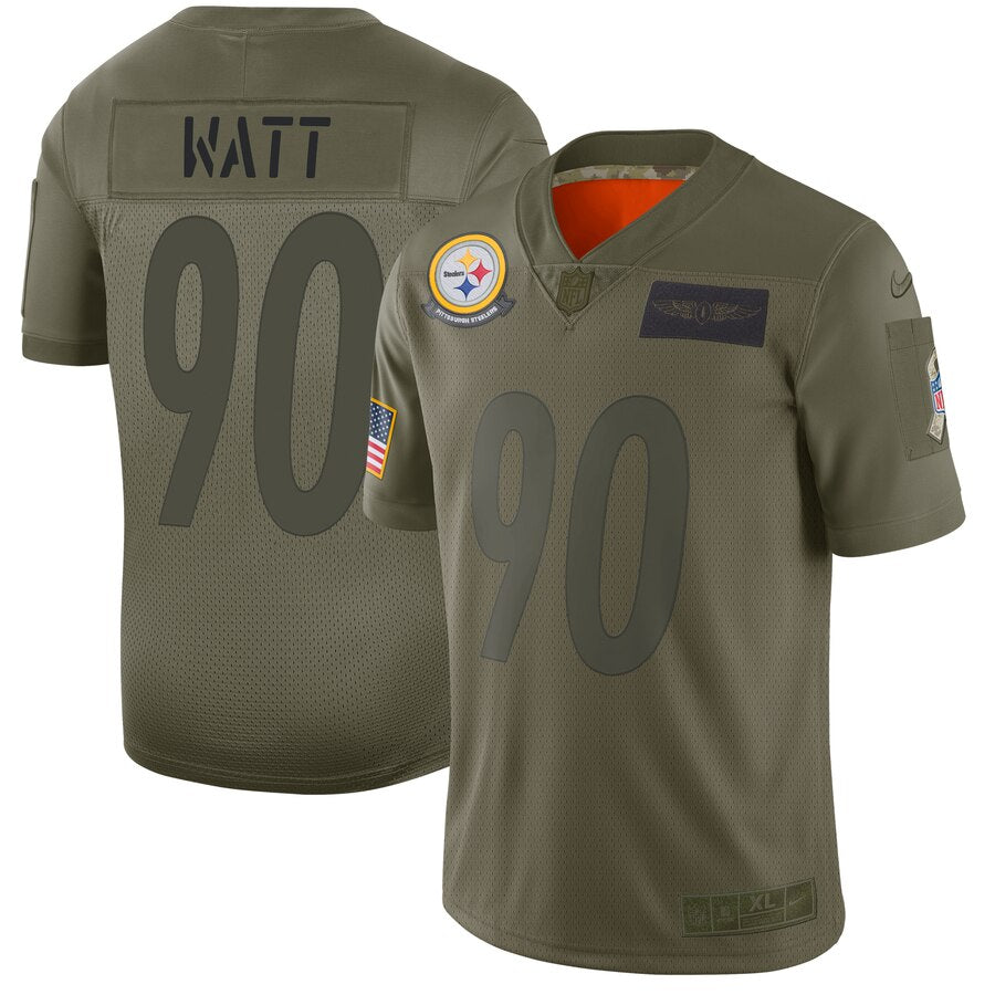 Mens Pittsburgh Steelers #90 T J Watt 2019 Camo Salute To Service Limited Stitched NFL Jersey
