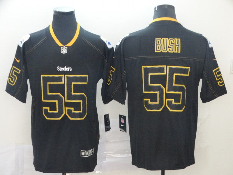 Mens Pittsburgh Steelers #55 Devin Bush Black NFL Lights Out Color Rush Stitched NFL Jersey