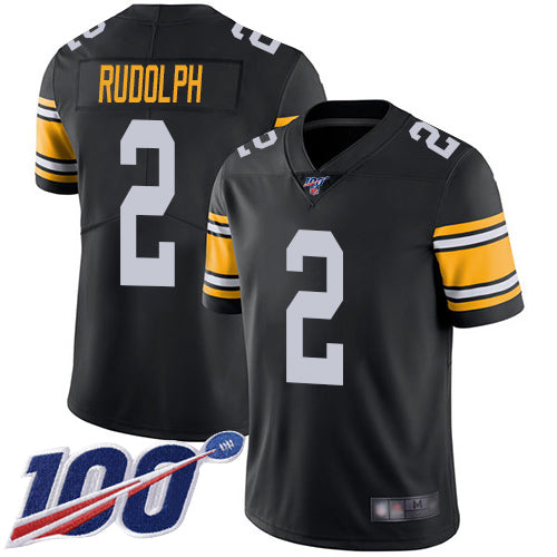 Mens Pittsburgh Steelers #2 Mason Rudolph 2019 100th season Black Vapor Untouchable Limited Stitched NFL Jersey