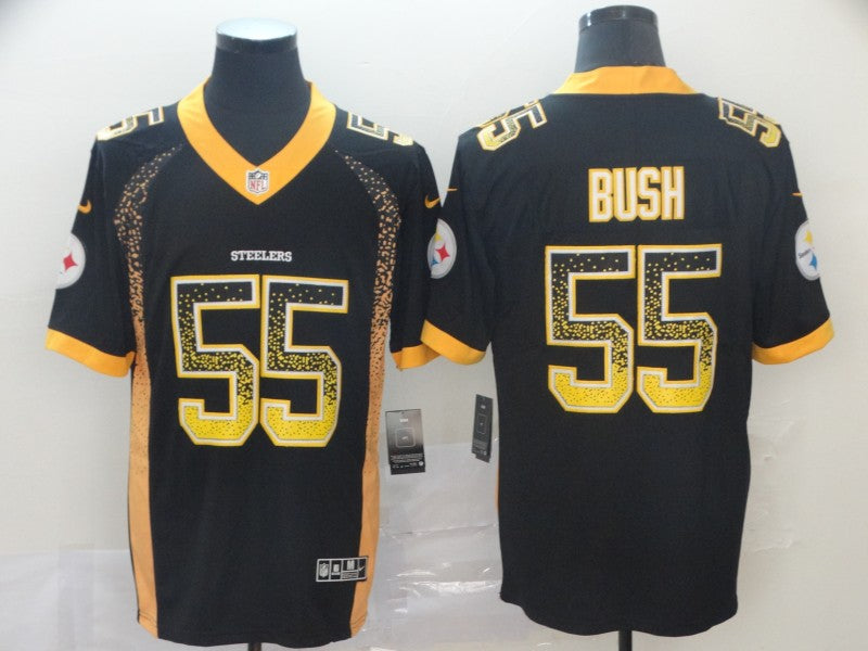 Mens Pittsburgh Steelers #55 Devin Bush Black Drift Fashion Color Rush Limited Stitched NFL Jersey