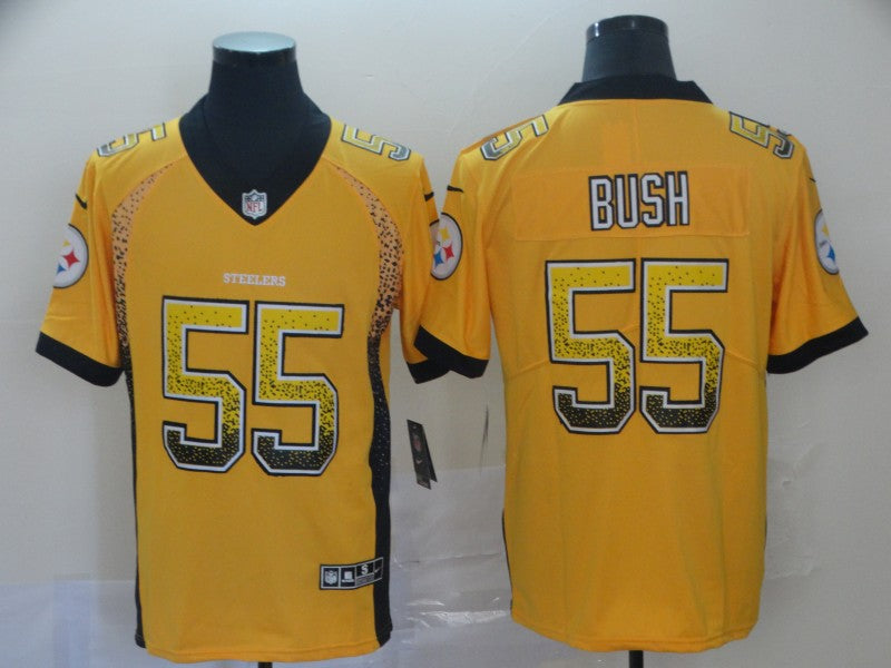 Mens Pittsburgh Steelers #55 Devin Bush Gold Drift Fashion Color Rush Limited Stitched NFL Jersey