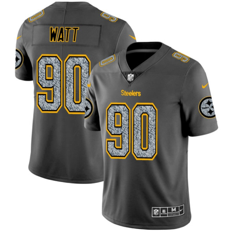 Mens Pittsburgh Steelers #90 T J Watt 2019 Gray Fashion Static Limited Stitched NFL Jersey