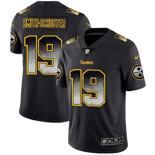 Mens Pittsburgh Steelers #19 JuJu Smith-Schuster Black 2019 Smoke Fashion Limited Stitched NFL Jersey