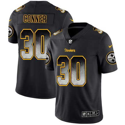 Mens Pittsburgh Steelers #30 James Conner Black 2019 Smoke Fashion Limited Stitched NFL Jersey