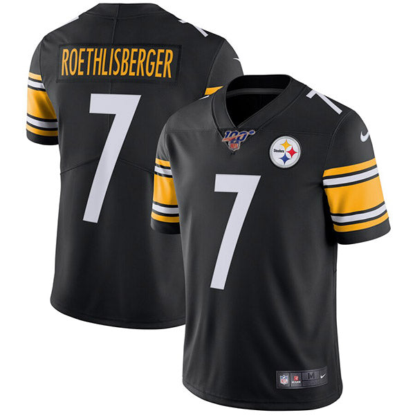 Mens Pittsburgh Steelers #7 Ben Roethlisberger Black 2019 100th Season Vapor Untouchable Limited Stitched NFL Jersey