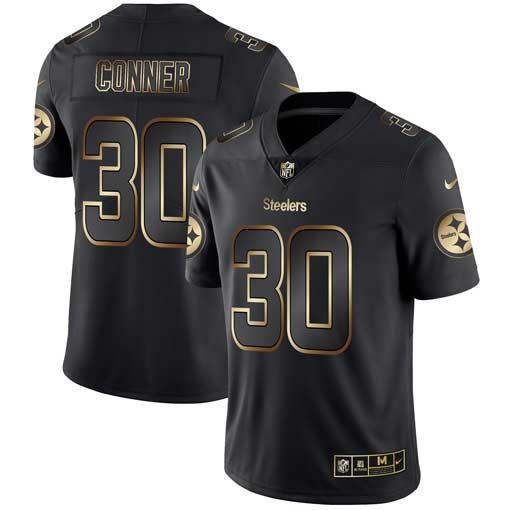 Mens Pittsburgh Steelers #30 James Conner 2019 Black Gold Edition Stitched NFL Jersey