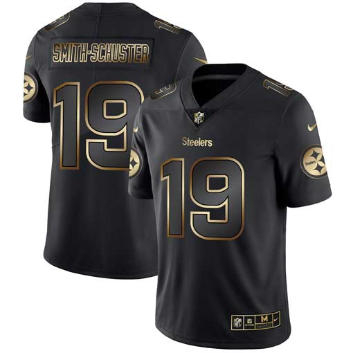 Mens Pittsburgh Steelers #19 JuJu Smith-Schuster 2019 Black Gold Edition Stitched NFL Jersey