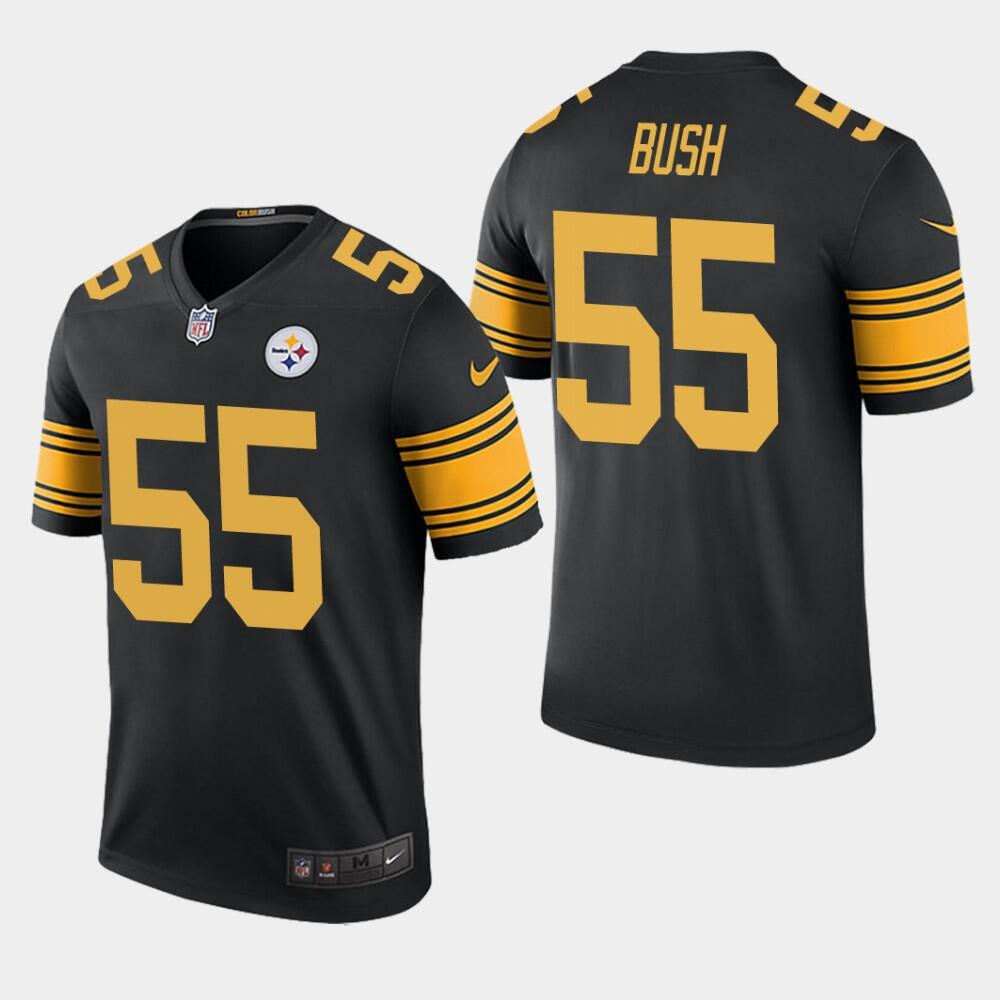 Mens Pittsburgh Steelers #55 Devin Bush Black Color Rush Limited Stitched NFL Jersey