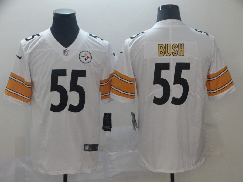 Mens Pittsburgh Steelers #55 Devin Bush White Vapor Untouchable Limited Stitched NFL Jersey