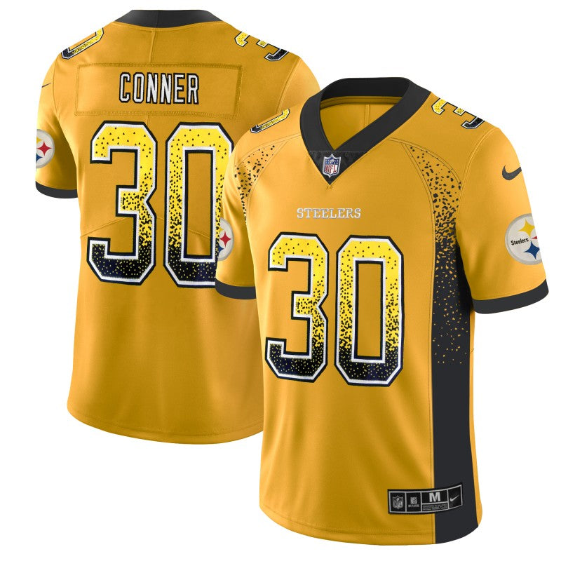 Mens Pittsburgh Steelers #30 James Conner Gold 2018 Drift Fashion Color Rush Limited Stitched NFL Jersey