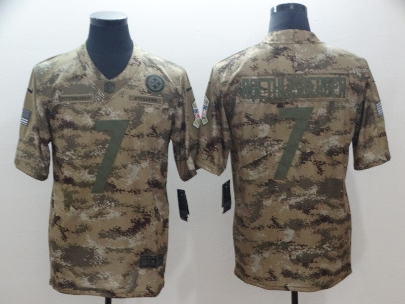 Mens Pittsburgh Steelers #7 Ben Roethlisberger 2018 Camo Salute to Service Limited Stitched NFL Jersey