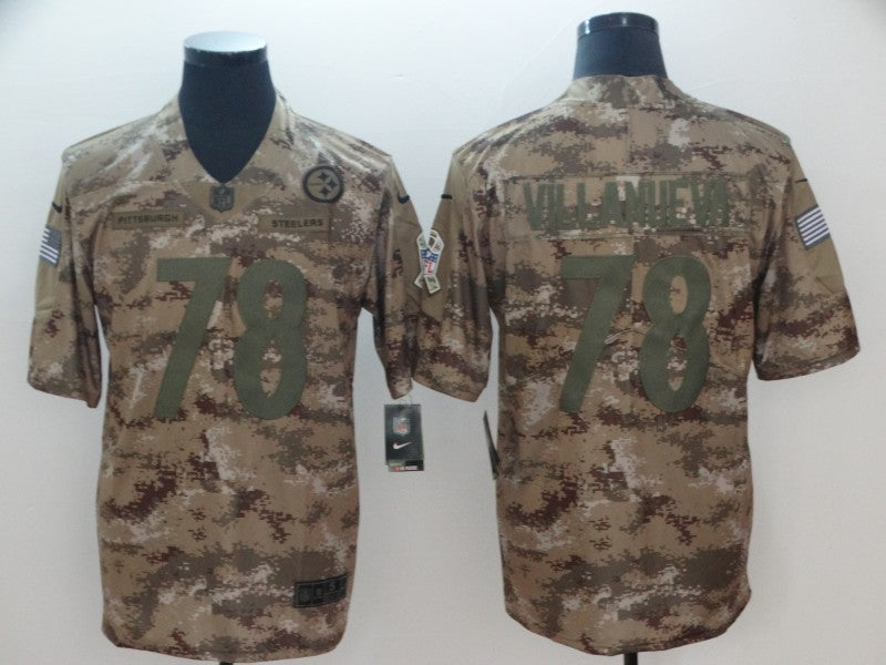 Mens Pittsburgh Steelers #78 Alejandro Villanueva 2018 Camo Salute to Service Limited Stitched NFL Jersey