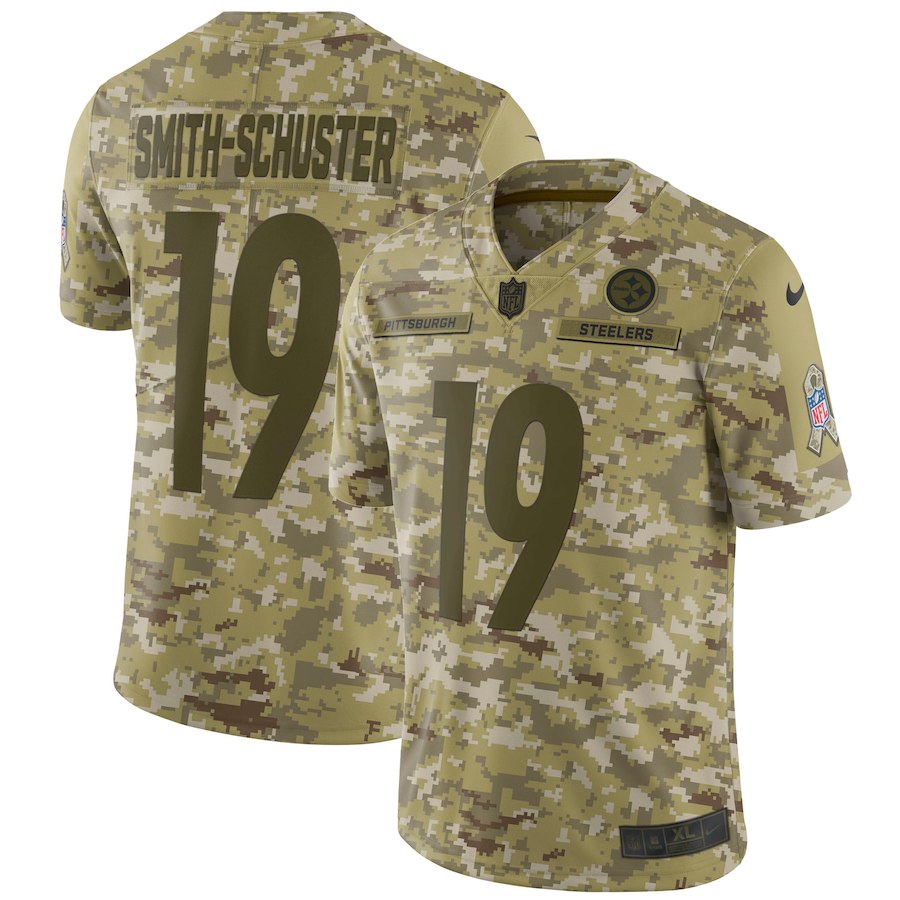 Mens Pittsburgh Steelers #19 JuJu Smith-Schuster 2018 Camo Salute to Service Limited Stitched NFL Jersey