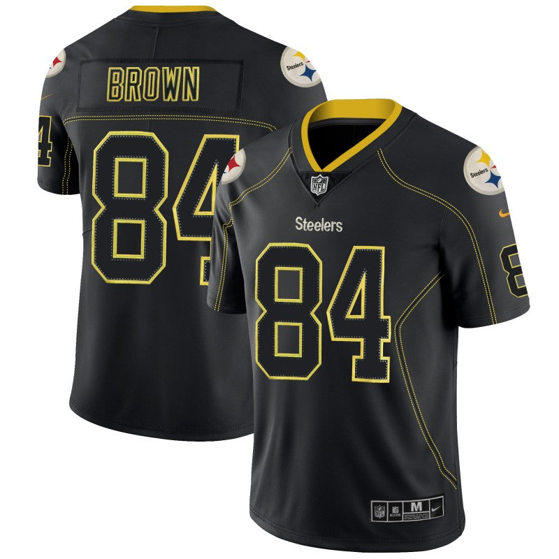 Mens Pittsburgh Steelers #84 Antonio Brown NFL 2018 Lights Out Black Color Rush Limited Jersey
