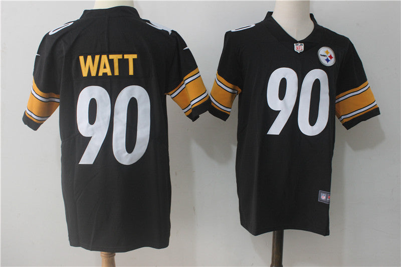 Mens Nike Pittsburgh Steelers #90 T J Watt Black Team Color Stitched NFL Vapor Untouchable Limited Jersey