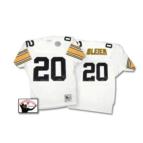 Mitchell Ness Steelers #20 Rocky Bleier White Stitched Throwback NFL Jersey