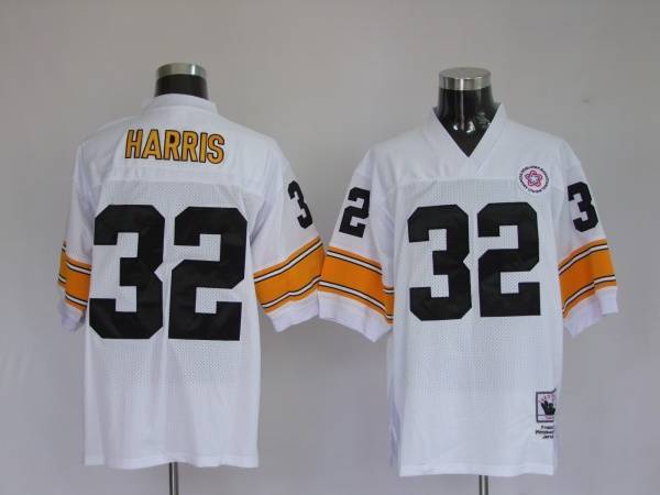Mitchell Ness Steelers #32 Franco Harris White Stitched Throwback NFL Jersey